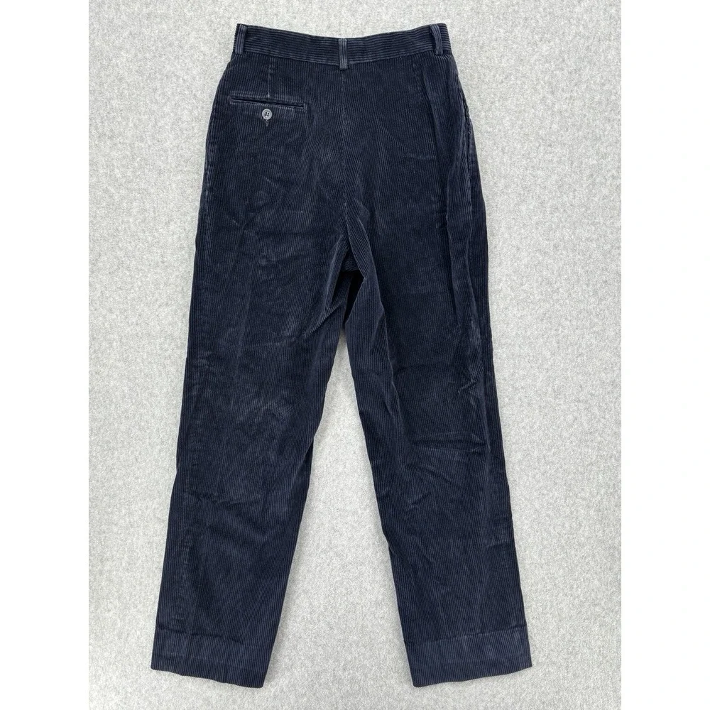 Vintage Eddie Bauer Corduroy Pants Made USA Navy Pleated 26x29